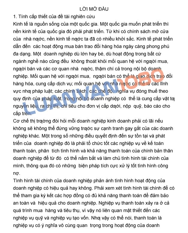 Luận văn kế toán thanh toán tại công ty thương mại Phúc Lai