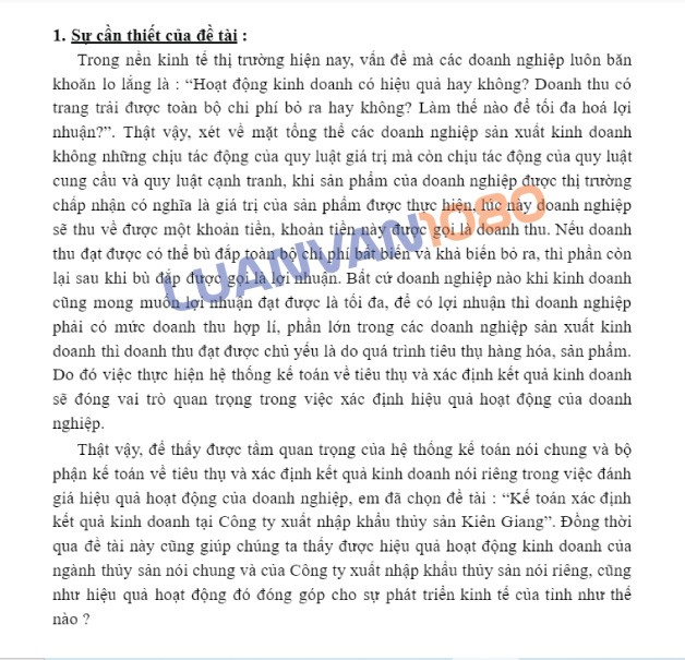 Kế toán xác định kết quả kinh doanh tại Công ty thủy sản Kiên Giang