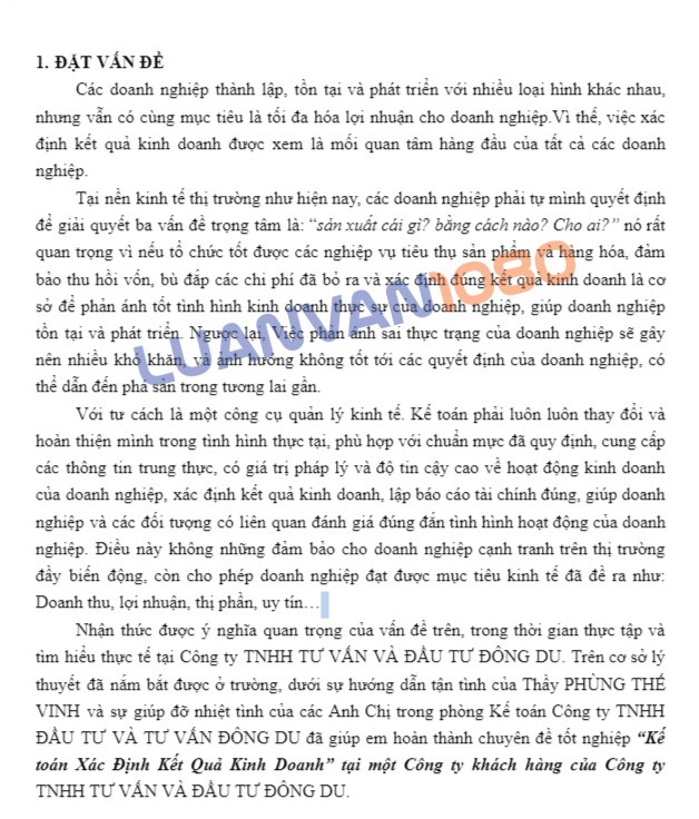 Kế toán xác định kết quả kinh doanh tại công ty Đầu tư và tư vấn Đông Du