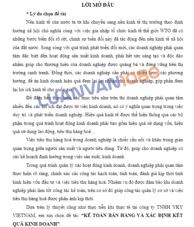 Kế toán xác định kết quả kinh doanh tại Công ty TNHH Yky Việt Nam