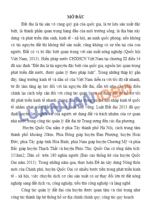 Luận văn quản lý đất đai quốc oai