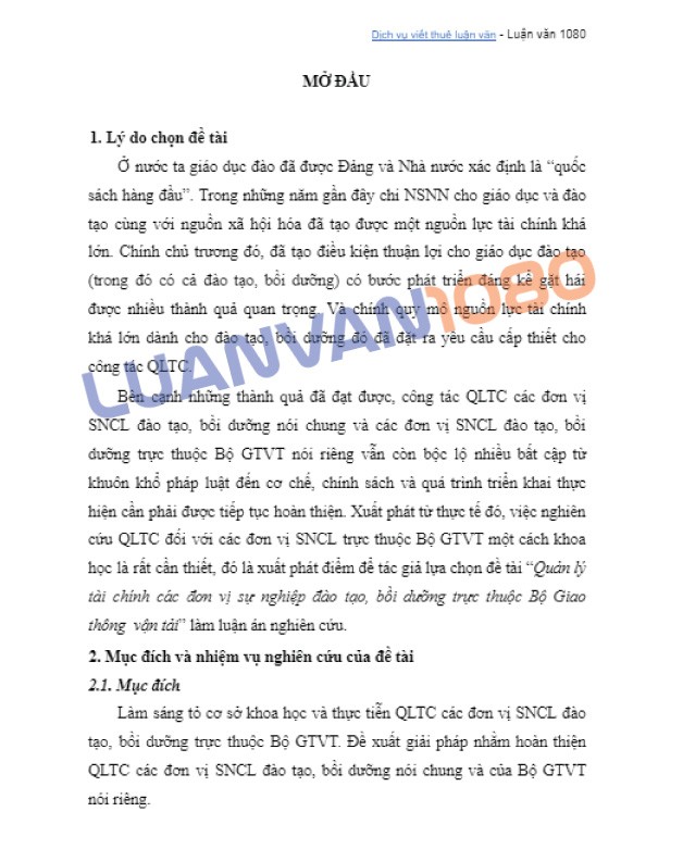 Luận văn quản lý tài chính đơn vị sự nghiệp tại Bộ giao thông vận tải