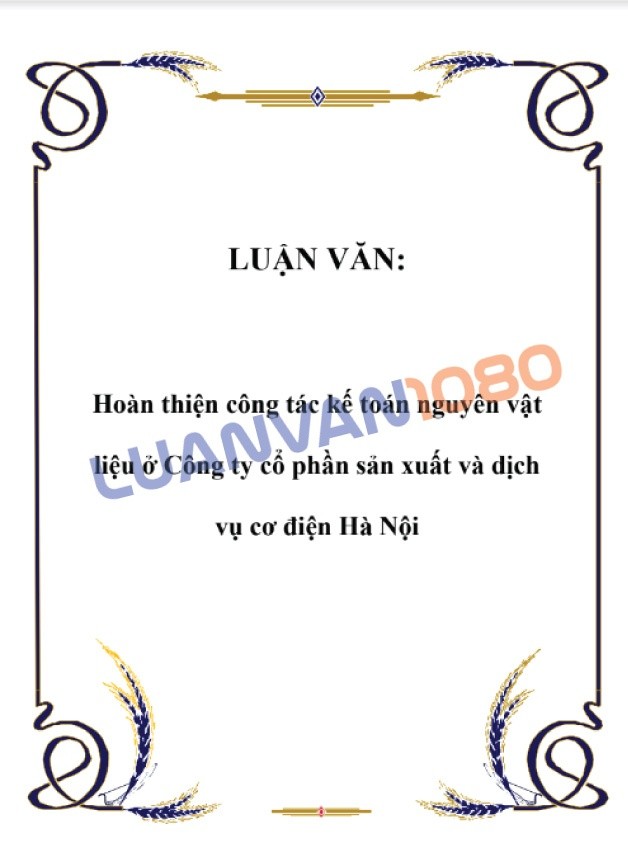 Luận văn kế toán nguyên vật liệu ở công ty cơ điện Hà Nội