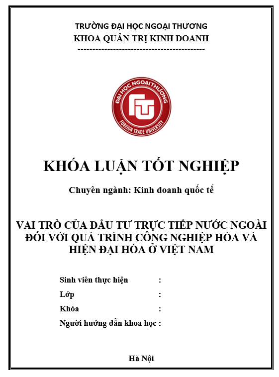 Mẫu bìa luận văn tốt nghiệp FTU Mẫu bìa luận văn tốt nghiệp FTU