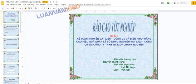 Mẫu slide luận văn kế toán nguyên vật liệu 