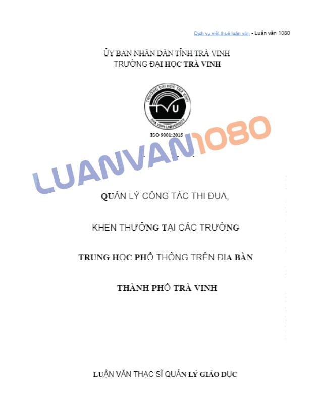 Quản lý công tác thi đua, khen thưởng tại Trung Học Phổ Thông Trà Vinh
