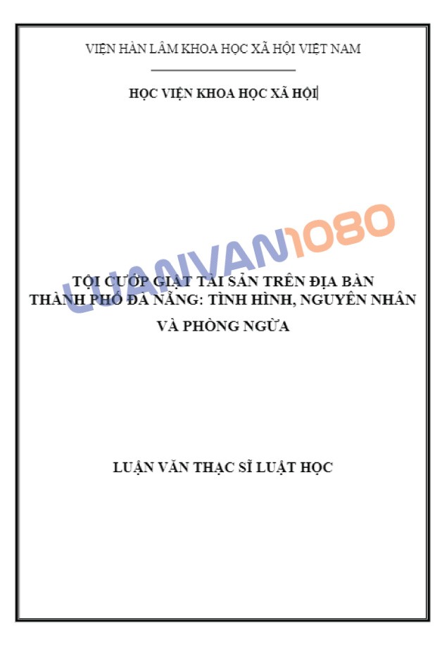 Đề tài luận văn thạc sĩ về tội cướp giật tài sản Đề tài luận văn thạc sĩ về tội cướp giật tài sản