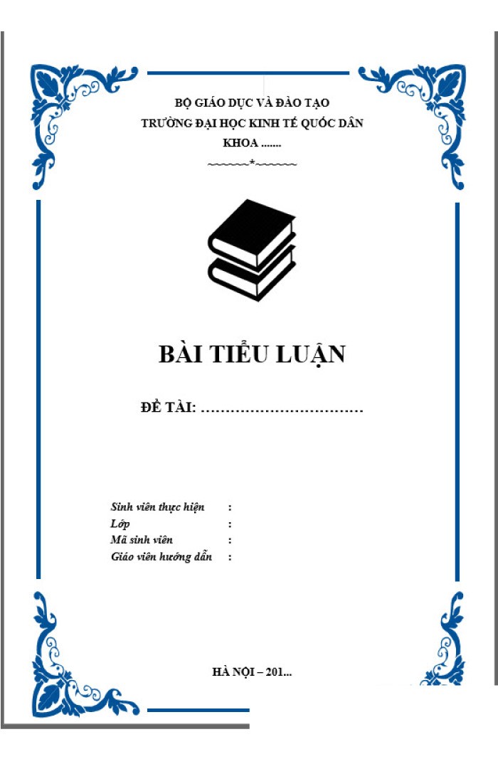 Mẫu bìa tiểu luận của trường đại học Kinh Tế Quốc Dân