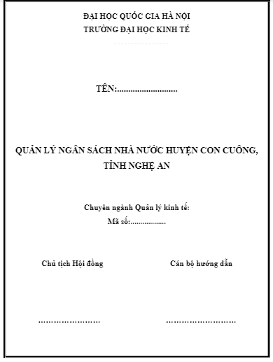 Mẫu đề cương chi tiết luận văn thạc sĩ quản lý kinh tế