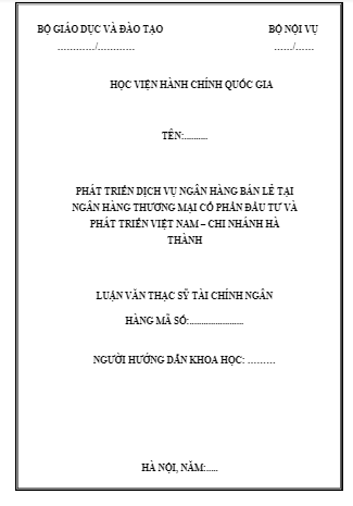 Mẫu đề cương luận văn thạc sĩ tài chính ngân hàng chi tiết nhẩt