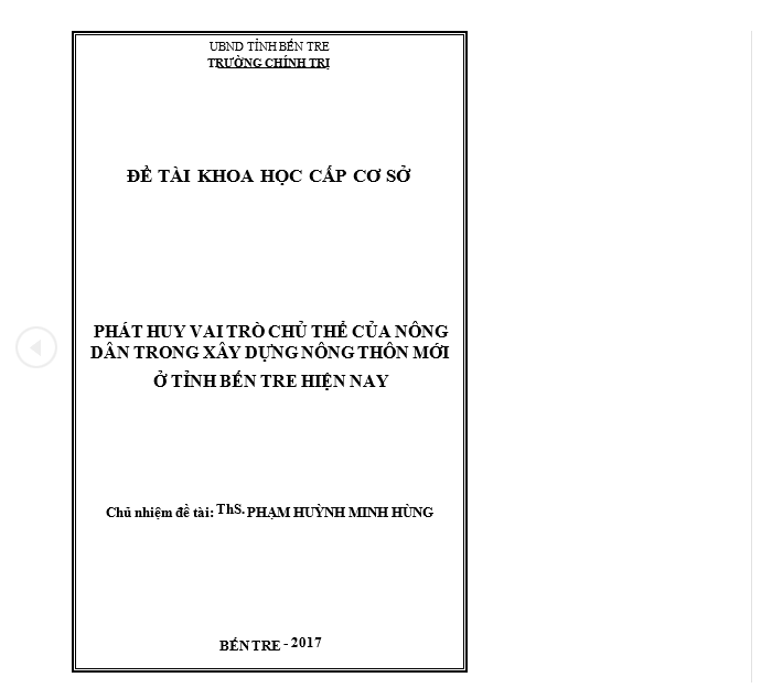 Luận văn thạc sĩ quản lý nhà nước về xây dựng nông thôn mới ở Bến Tre Luận văn thạc sĩ quản lý nhà nước về xây dựng nông thôn mới ở Bến Tre