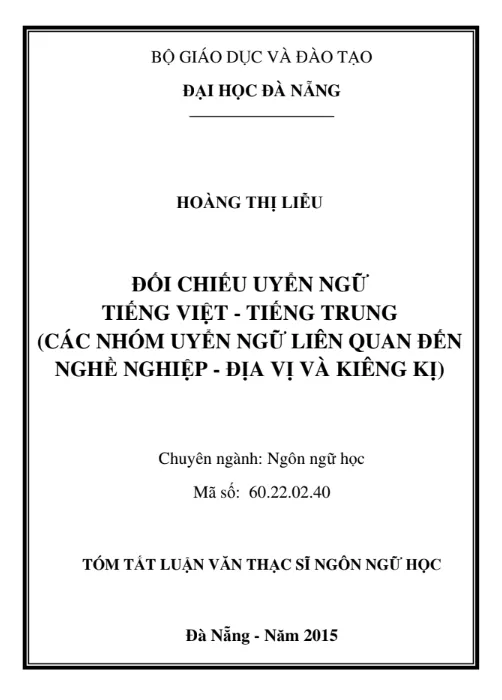 Mẫu luận văn tốt nghiệp ngành ngôn ngữ trung số 1