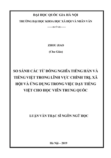 Mẫu luận văn tốt nghiệp ngành ngôn ngữ trung số 4