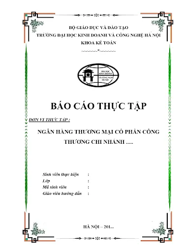 Mẫu bìa báo cáo thực tập Mẫu bìa báo cáo thực tập