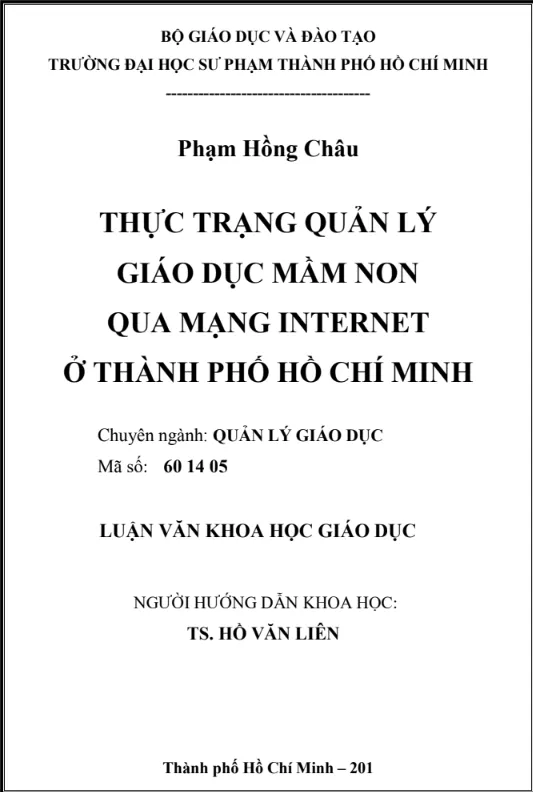Bài nghiên cứu thực trạng quản lý giáo dục mầm non qua mạng Internet