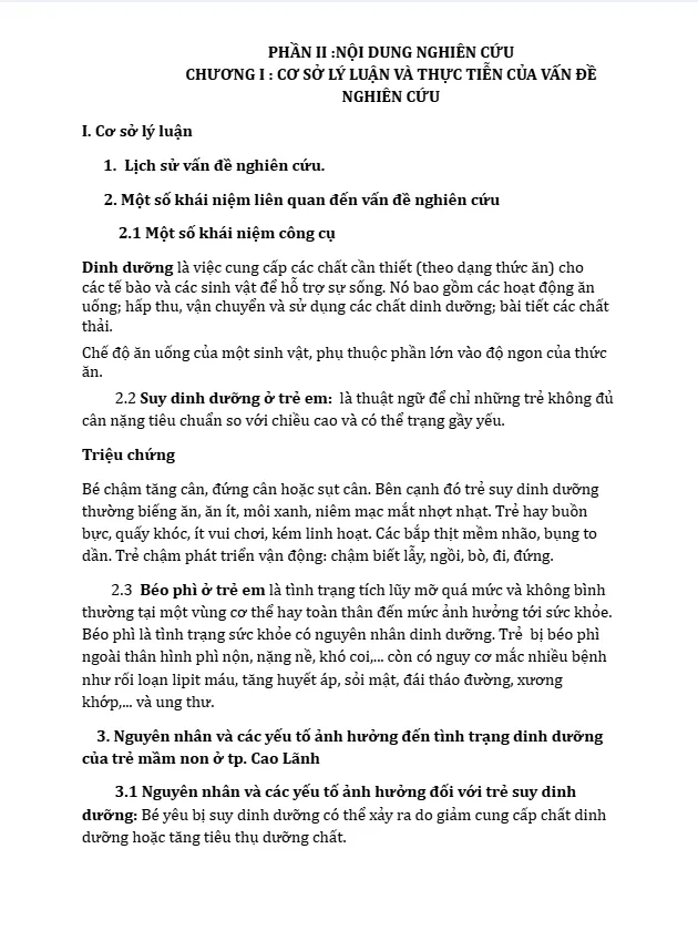 Bài nghiên cứu tổ chức chăm sóc giáo dục dinh dưỡng ở trường mầm non