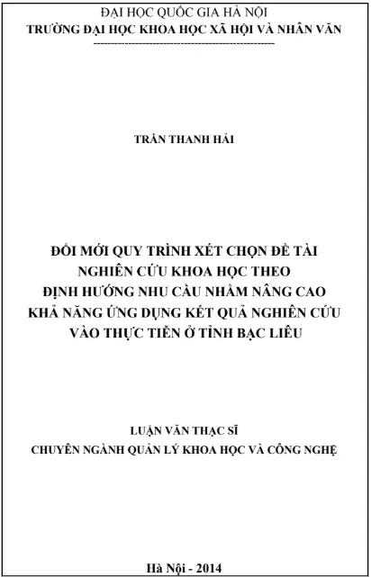 Báo cáo nghiên cứu khoa học về quy trình chọn đề tài nghiên cứu Báo cáo nghiên cứu khoa học về quy trình chọn đề tài nghiên cứu