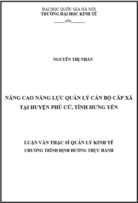 Mẫu luận văn thạc sĩ quản lý kinh tế chính trị nhất định phải đọc