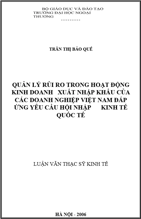 Mẫu luận văn thạc sĩ quản lý kinh tế quốc tế được đánh giá cao