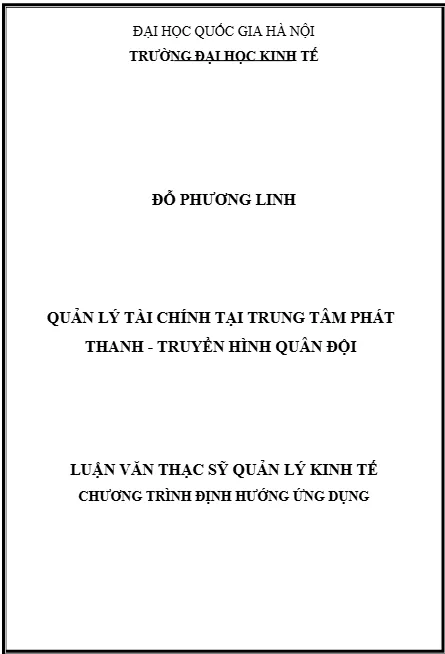 Mẫu luận văn thạc sĩ quản lý kinh tế tài chính hot nhất