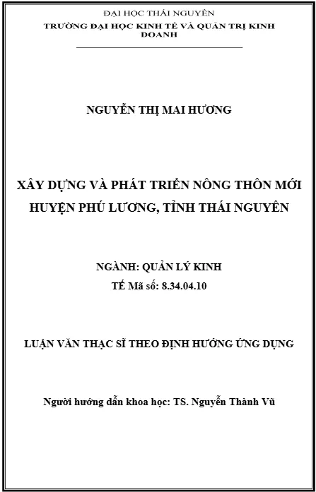Mẫu luận văn thạc sĩ quản lý kinh tế xây dựng nông thôn mới ấn tượng