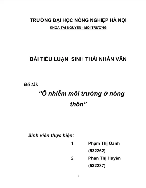 Thực trạng ô nhiễm môi trường ở nông thôn hiện nay