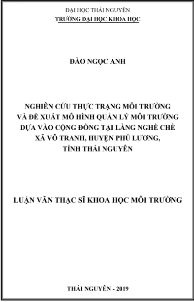 Báo cáo nghiên cứu khoa học về quản lý môi trường dựa vào cộng đồng tại làng nghề Báo cáo nghiên cứu khoa học về quản lý môi trường dựa vào cộng đồng tại làng nghề