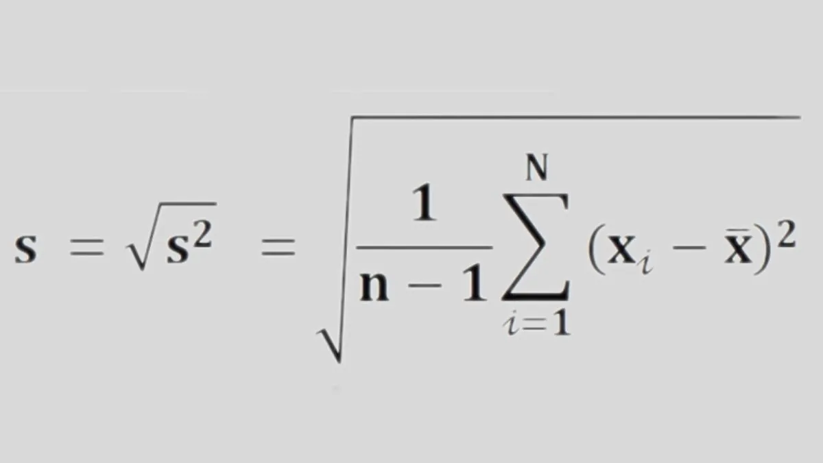 Công thức tính độ lệch chuẩn cho mẫu