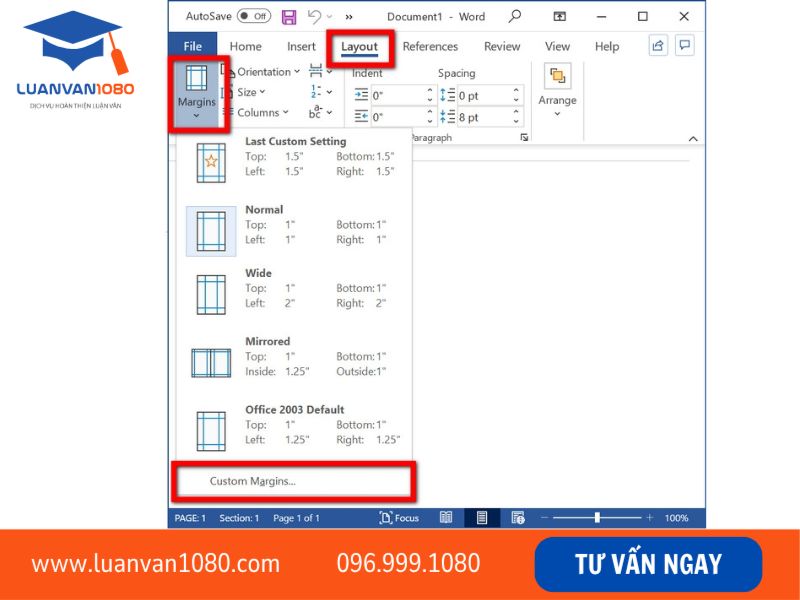 Đặt căn lề mặc định cho mọi tài liệu