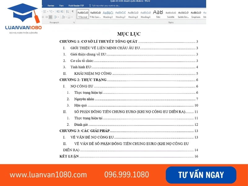 Cách trình bày tiểu luận trong Word từng phần