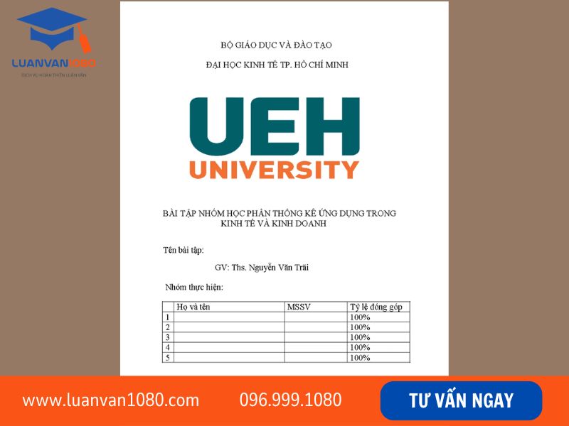 10+ Mẫu bìa tiểu luận UEH chuẩn file word, tải miễn phí