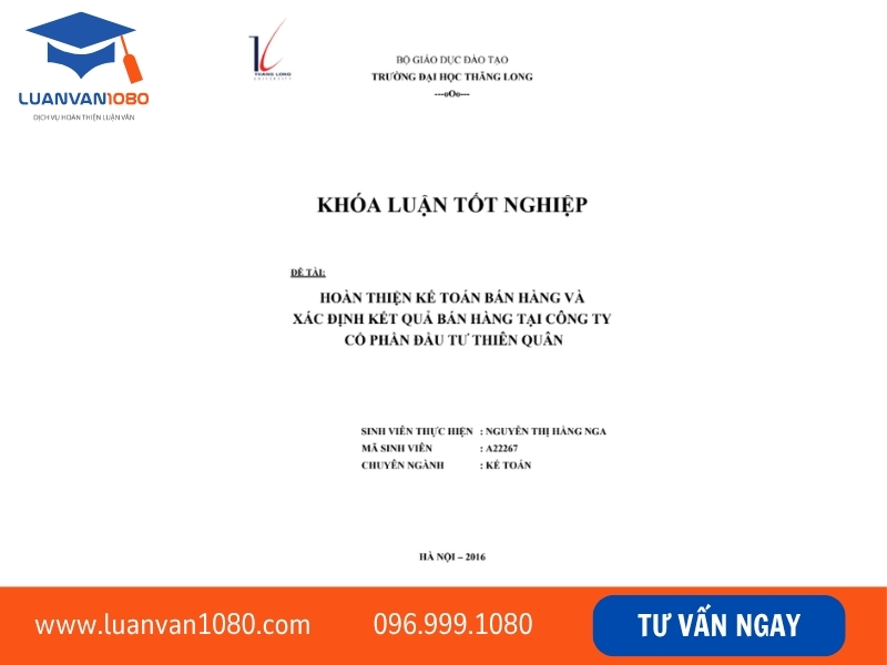 Bài luận văn tốt nghiệp kế toán bán hàng đạt điểm cao