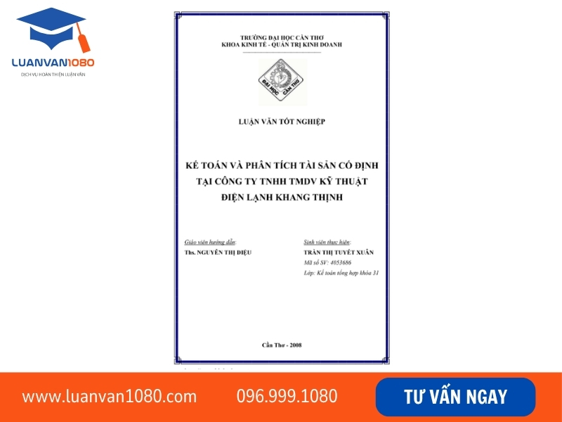 Bài luận văn tốt nghiệp kế toán tài sản cố định mới nhất