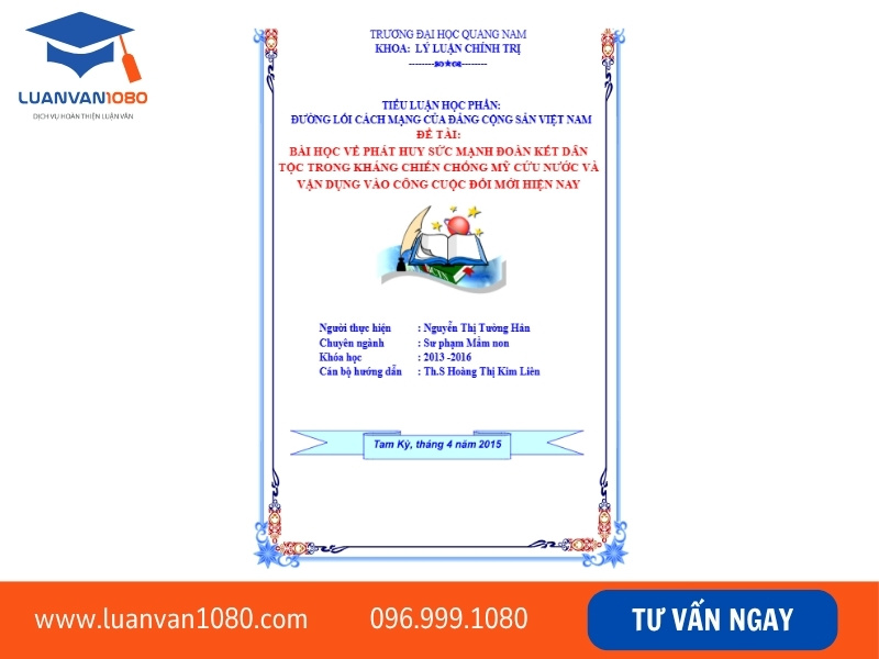 Mẫu bìa tiểu luận file word đẹp