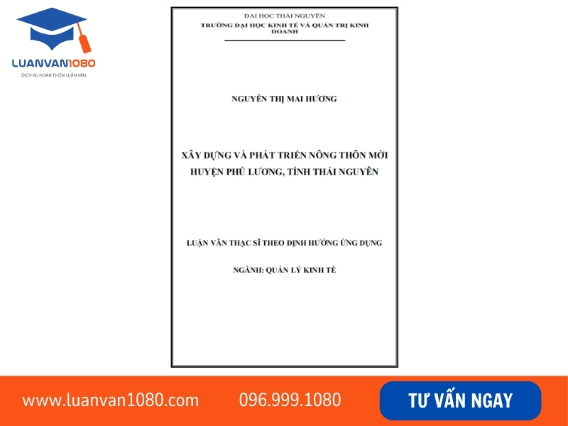 Mẫu luận văn thạc sĩ quản lý kinh tế xây dựng nông thôn mới ấn tượng