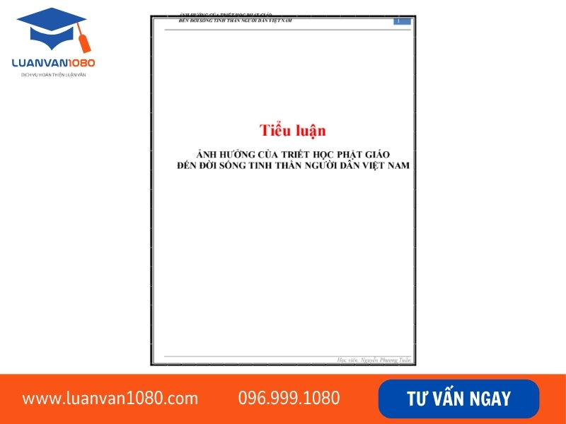 Bài mẫu tiểu luận triết học phật giáo lên đời sống tinh thần người dân Việt Nam