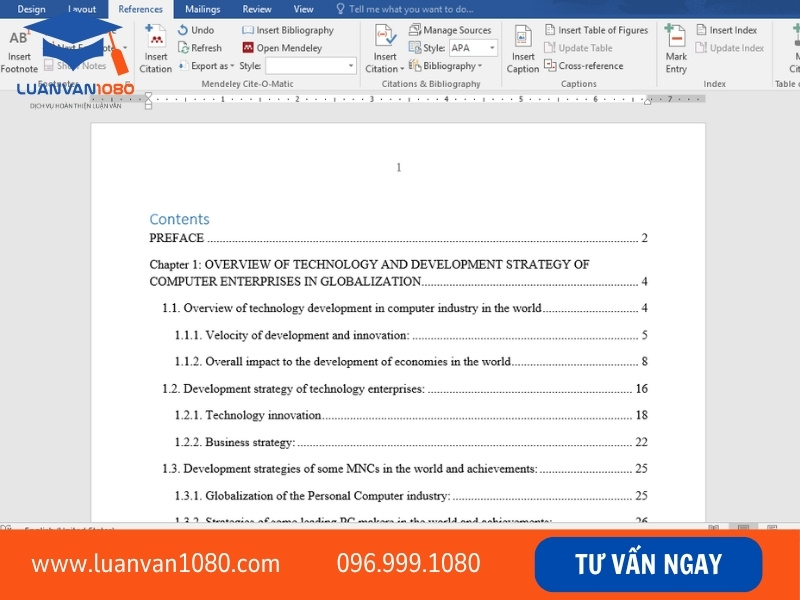 Yêu cầu và quy cách trình bày mục lục bài tiểu luận