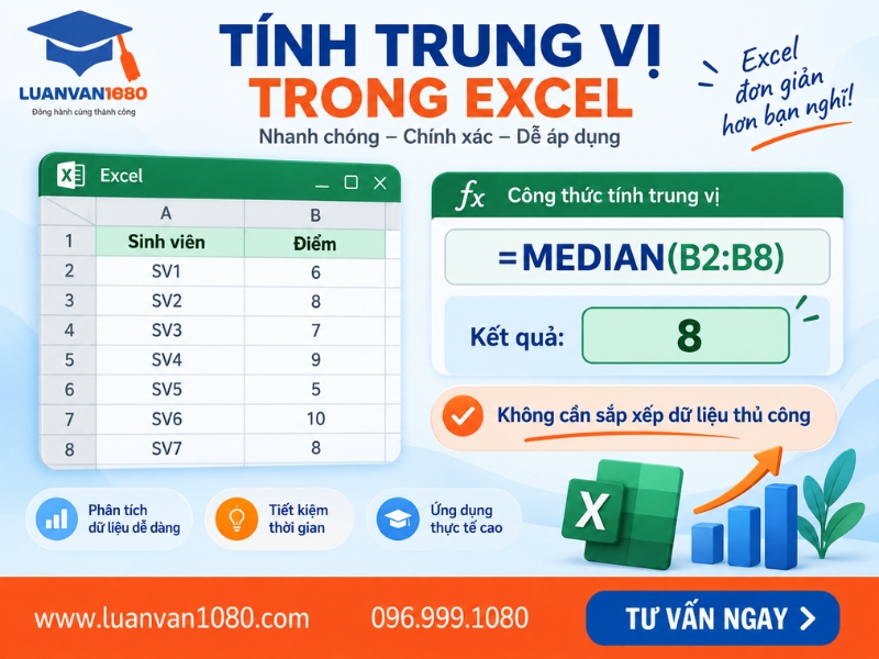 Cách tính trung vị bằng hàm MEDIAN trong Excel