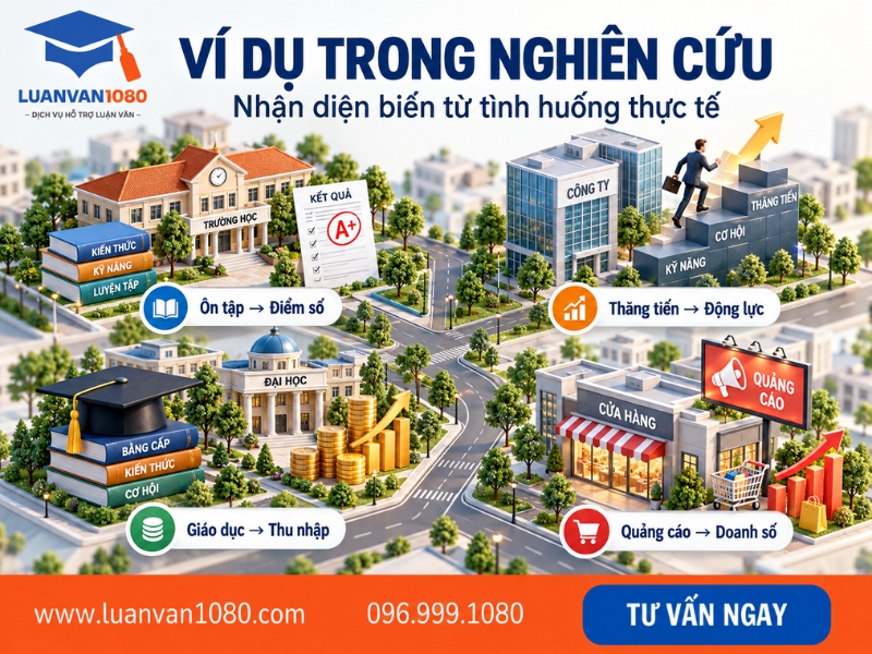 Ví dụ minh hoạ về biến độc lập, biến phụ thuộc trong nghiên cứu