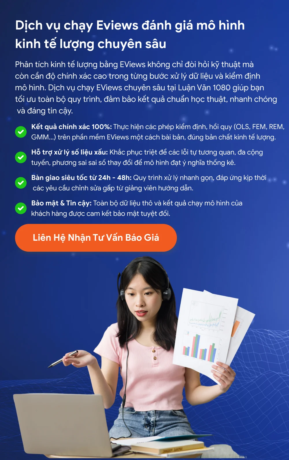 Dịch vụ chạy Eviews đánh giá mô hình kinh tế lượng chuyên sâu