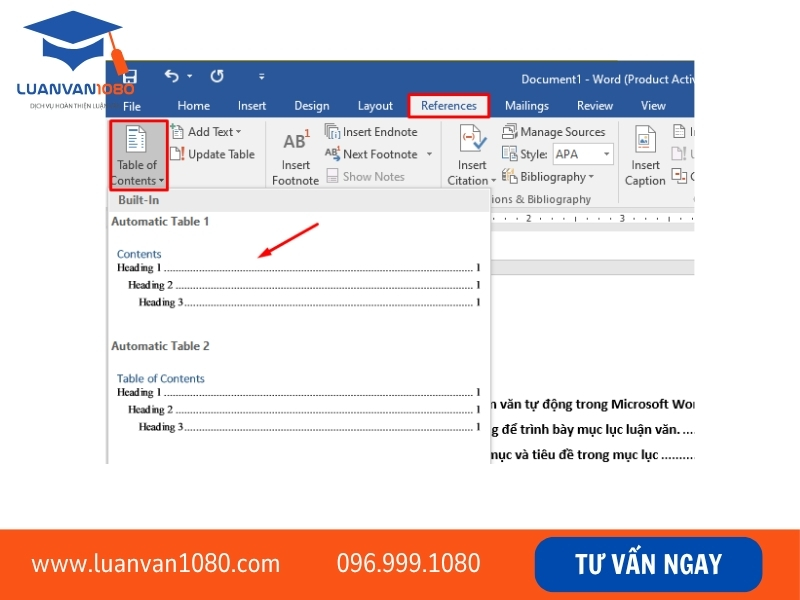 Cách làm mục lục luận văn tự động trong Word