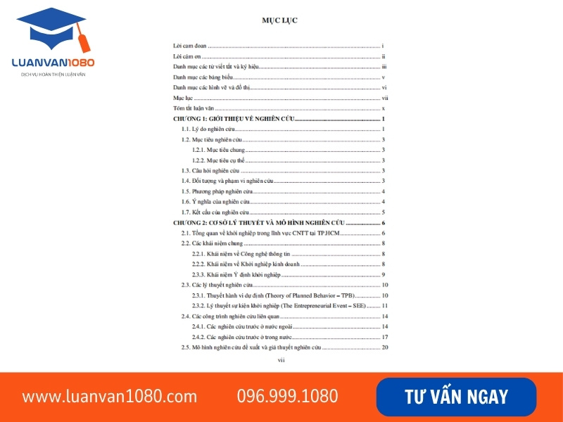 Mục lục luận văn là gì?