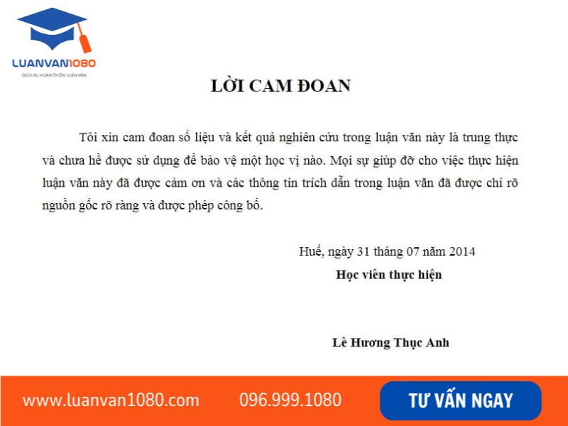 Các yếu tố bắt buộc trong lời cam đoan tiểu luận theo quy định học thuật