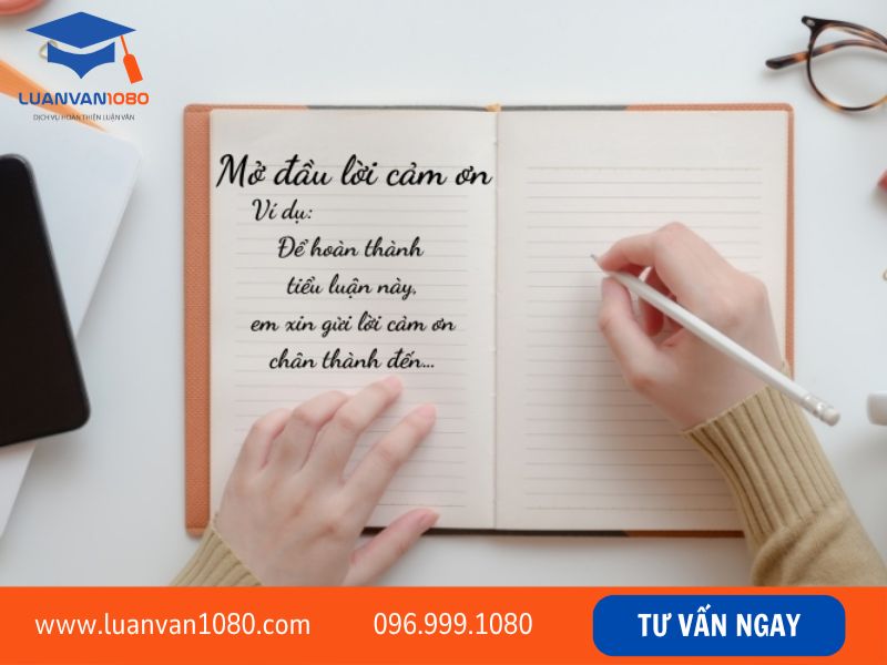 Cấu trúc lời cảm ơn trong tiểu luận gồm 4 phần