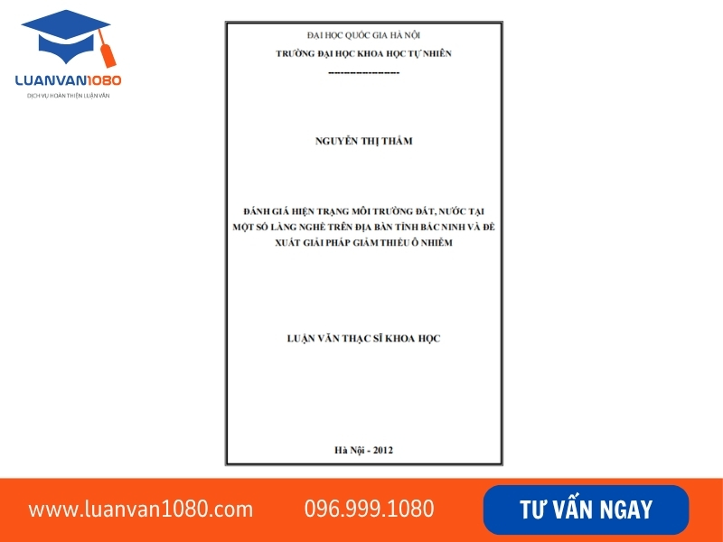 Các mẫu luận văn thạc sĩ môi trường có điểm cao tham khảo