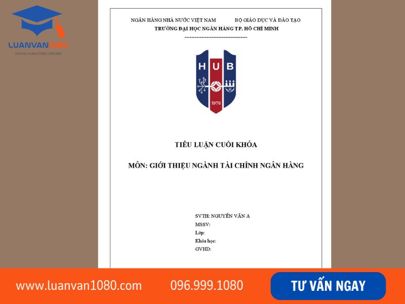 Quy định bìa tiểu luận Trường đại học ngân hàng HUB