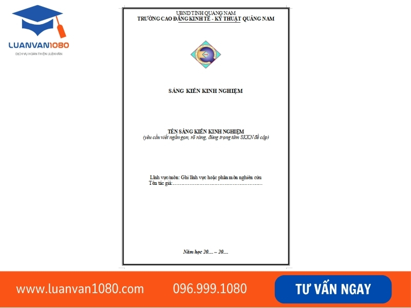 Mẫu bìa SKKN file word 1