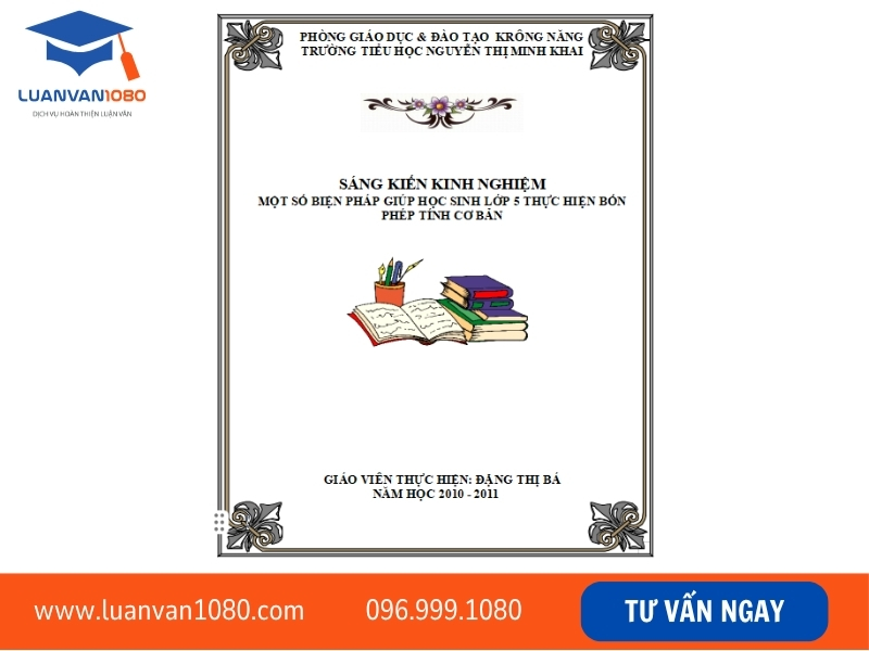 Mẫu bìa sáng kiến kinh nghiệm tiểu học