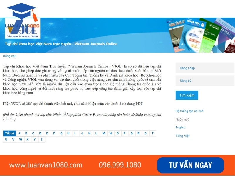 các trang web tìm bài báo khoa học phổ biến nhất VJOL