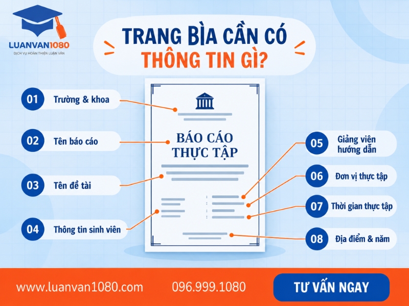 Trang bìa báo cáo thực tập cần có những thông tin gì?